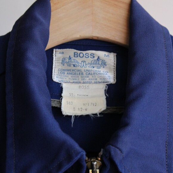 Vintage 1970s 1980s Mens Jacket, Boss Uniform Co. Navy Blue Work Jacket - Picture 3 of 10